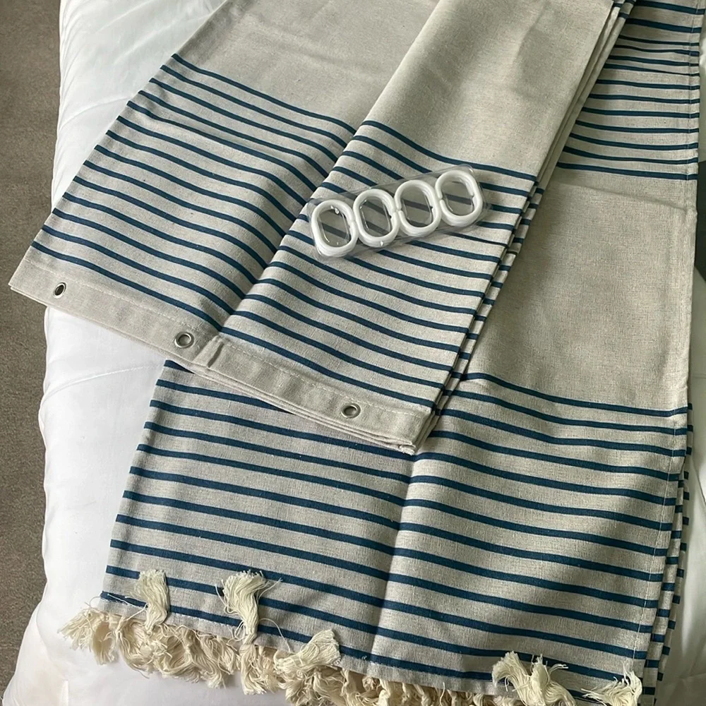 Boho shower curtain with tassels